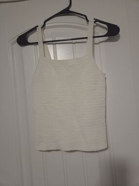 Y2K Style Ribbed Knit White  Square-Neck Tank Top Minimalist